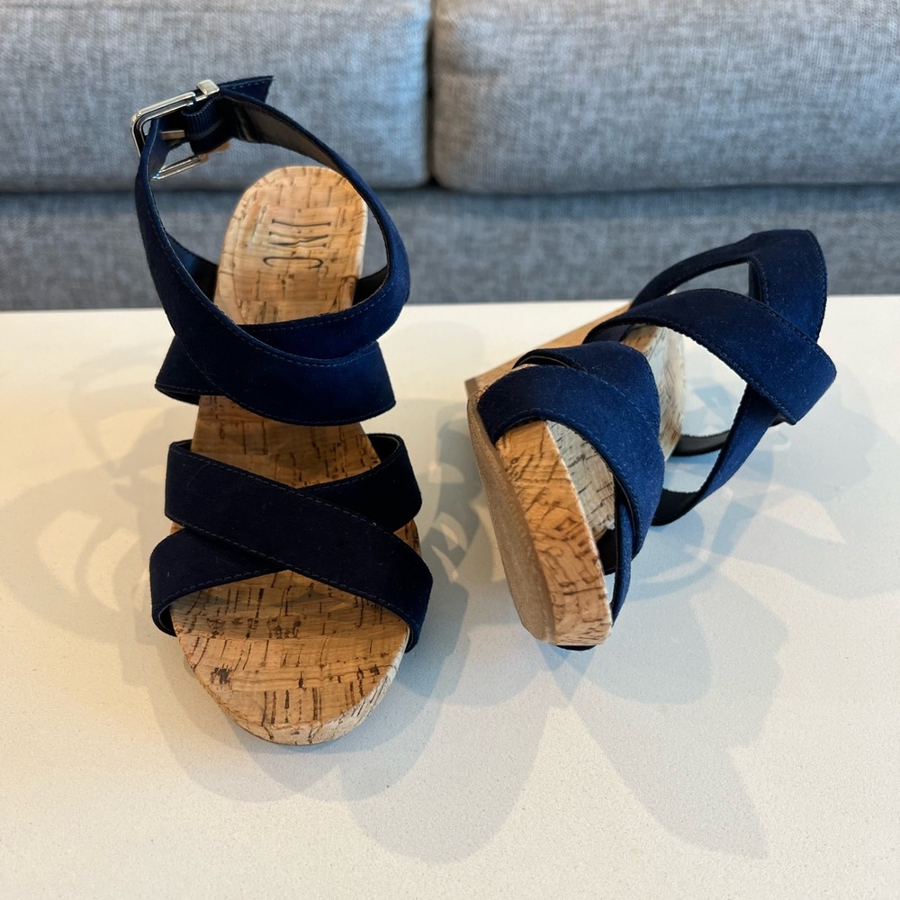 NEW INC navy blue wedges - size 6.5